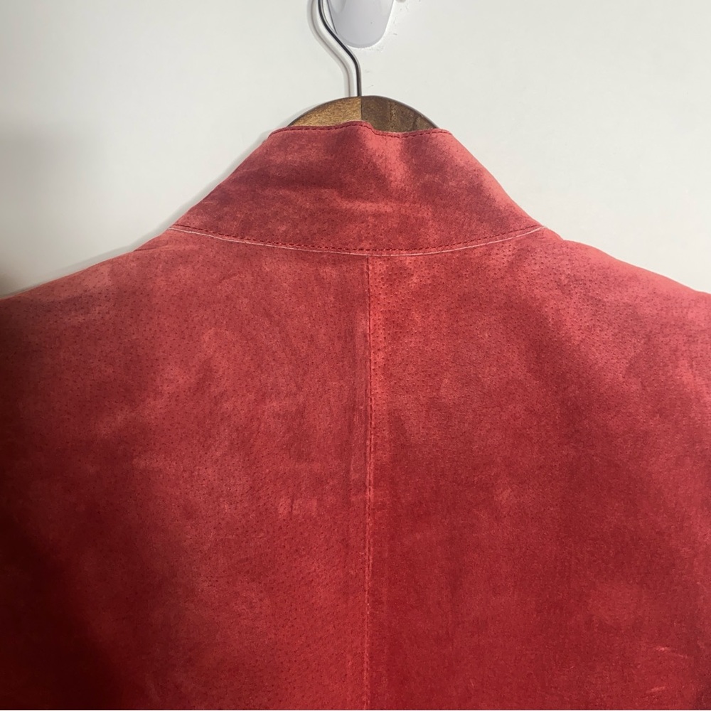 Women’s Stylish Ruff Hewn Burgundy Zip Up Suede Vest Bikercore - Picture 7 of 11